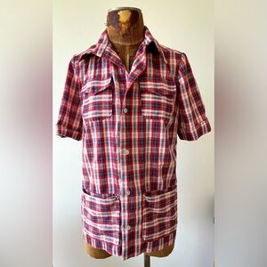 Women’s Red White and Blue Plaid Shirt